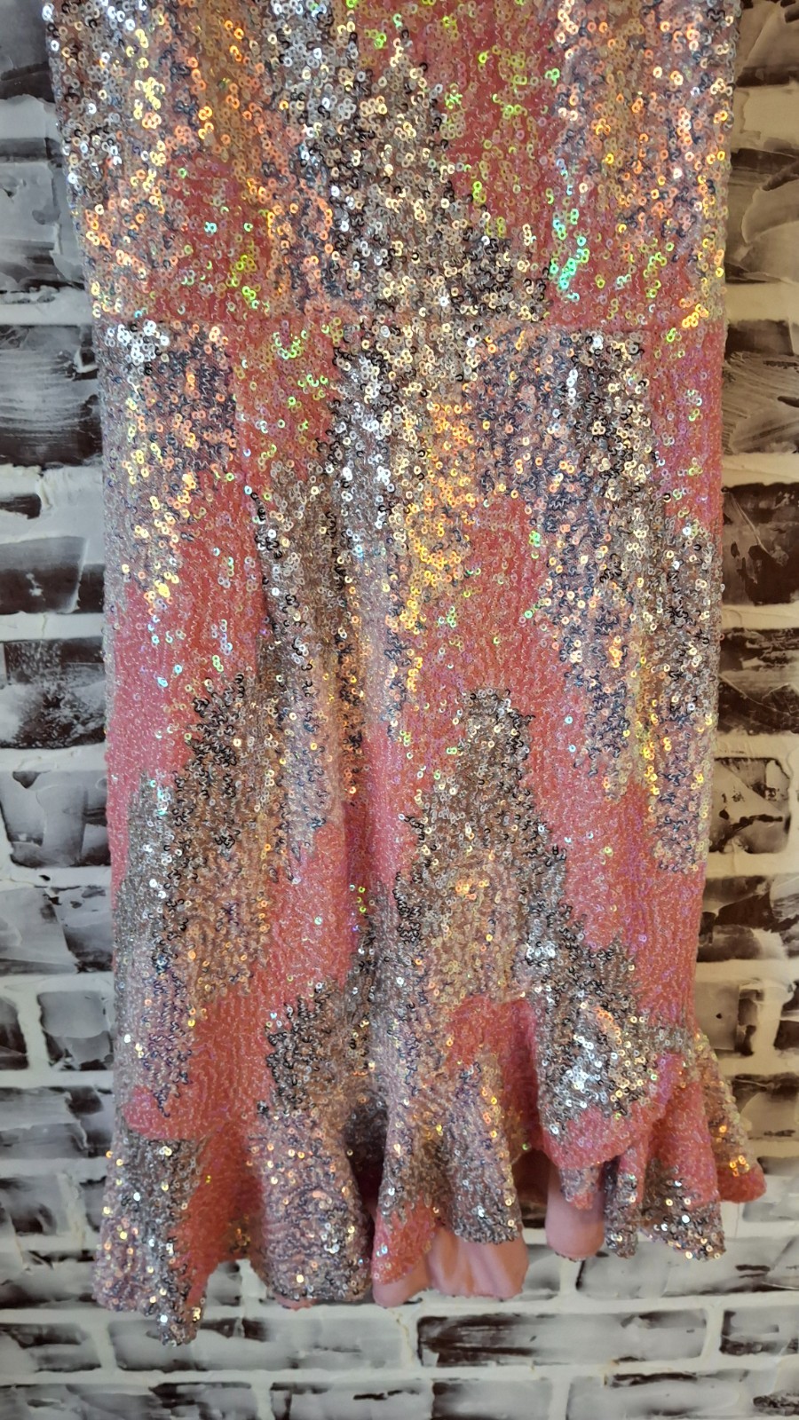 New Hello Molly Size 8 Pink Silver Sequin Dress Crossback Spaghetti Straps Mini