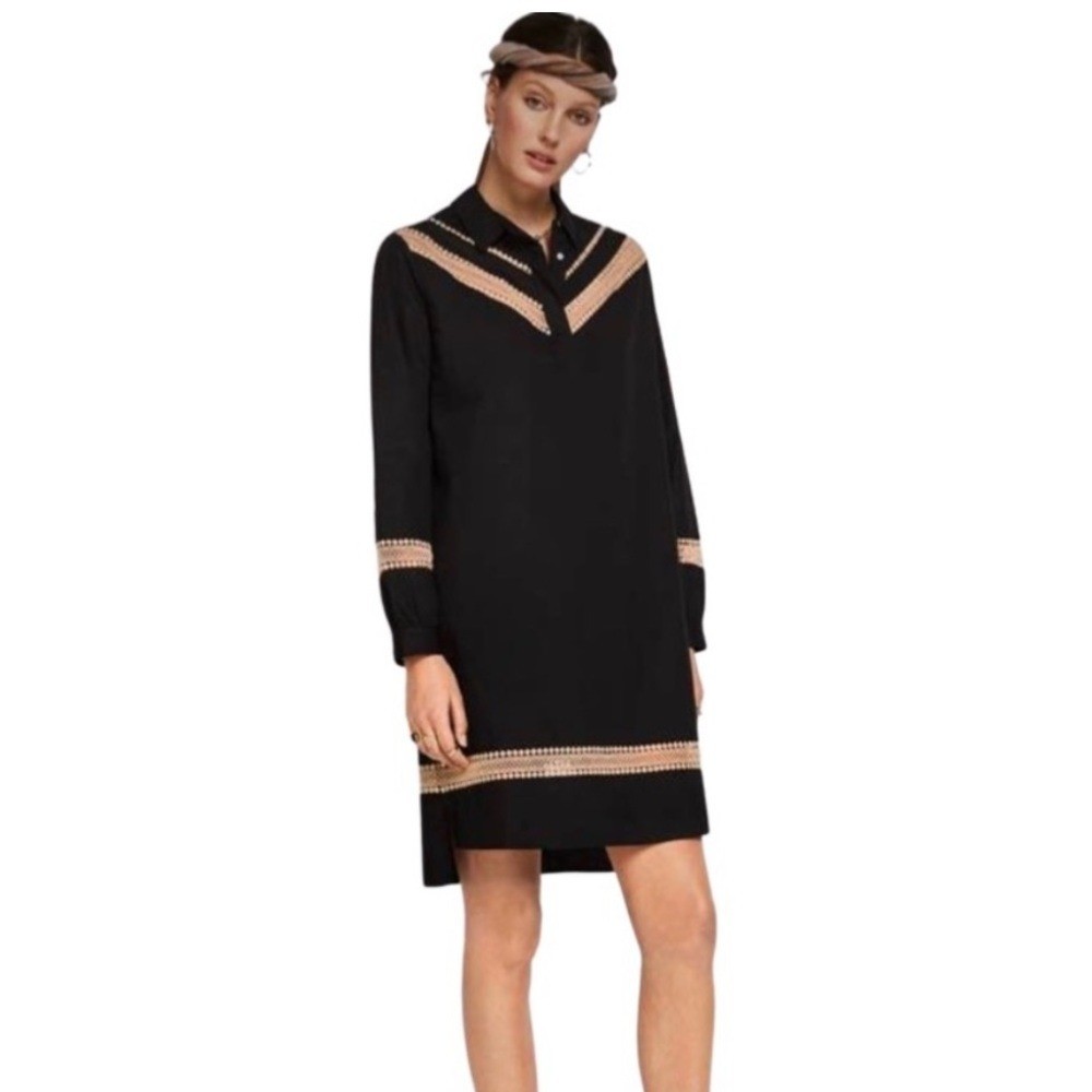 SCOTCH & SODA MAISON SCOTCH RAFFIA TOWN BLACK LONG SLEEVE CUT-OUT DRESS EUC