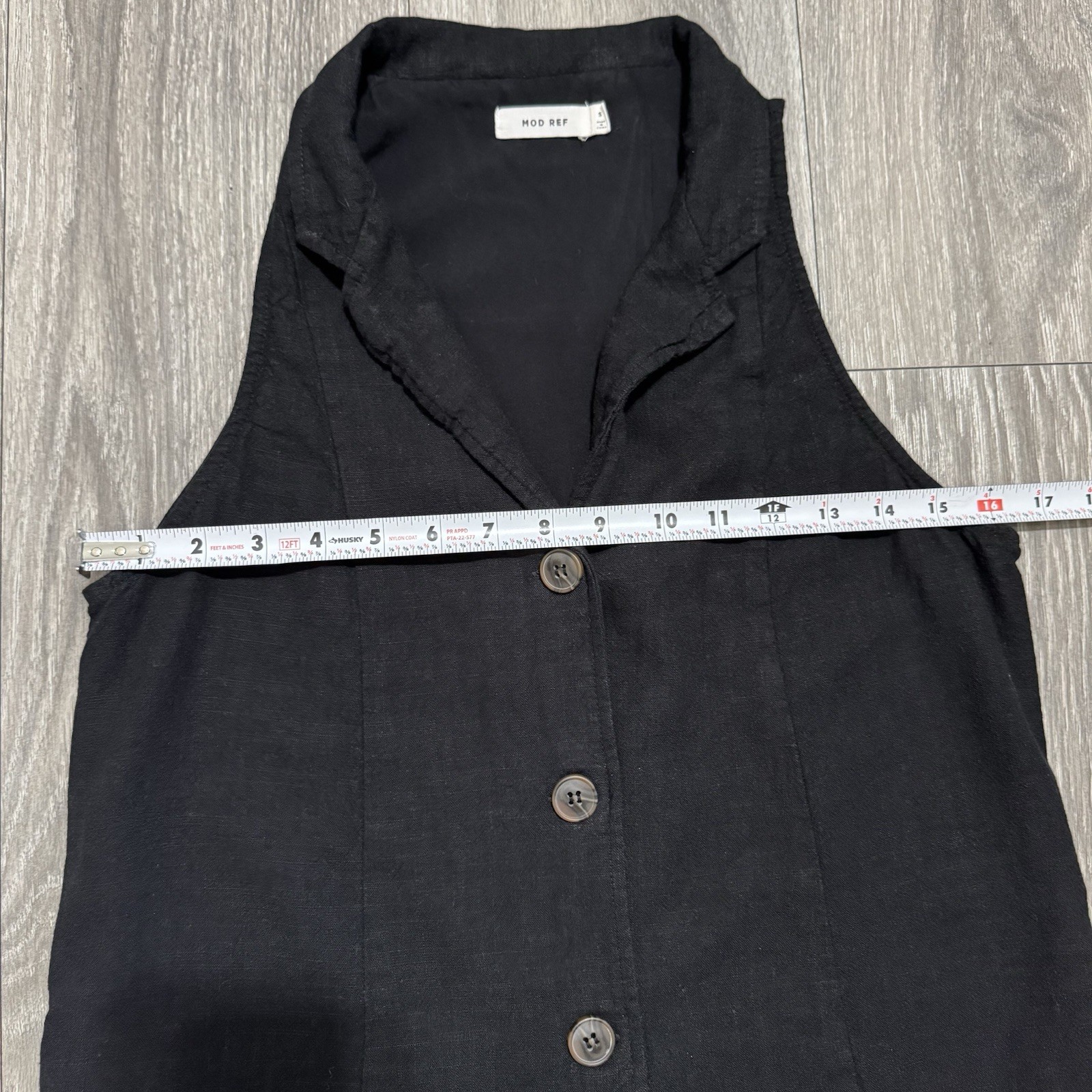MOD REF Linen Blend Button Down Collared Sleeveless Mini Lined Dress Size S