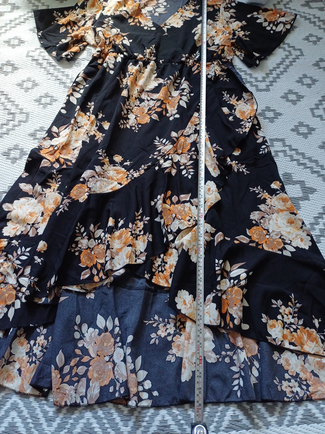 Beautiful Floral Waterfall Ruffle Front Summer floaty Dress 👗 midi maxi 16 18