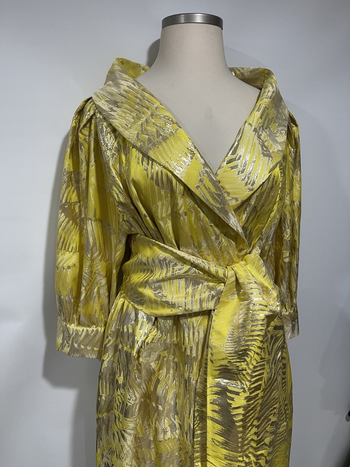 MARINA RINALDI FORMAL EVENING YELLOW/GOLD GOWN BROCADE DRESS US-20 NWT $2,800