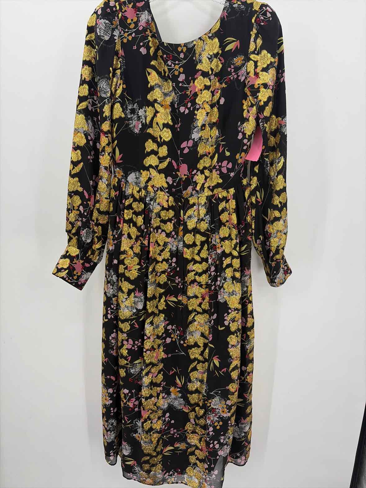 Pre-Owned Saloni Black Size 6 Maxi Long Sleeve Dress