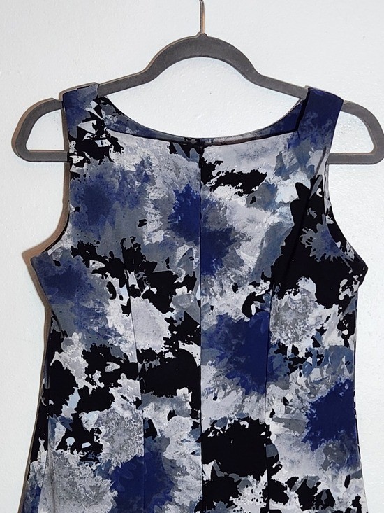 AB Studio Black Blue Gray Sleeveless Sheath Mini Dress Sz 8 Wedding Guest Dress