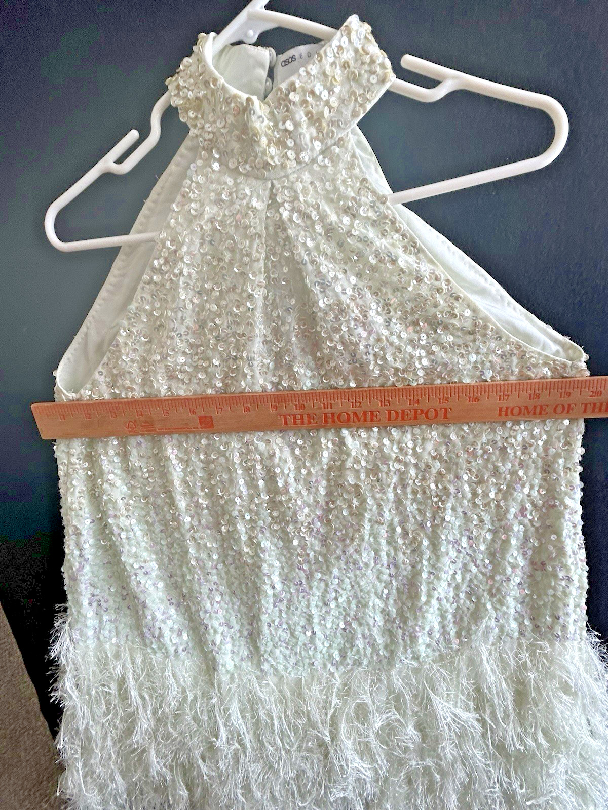 ASOS Edition Sequin Halter Mini Dress 1920s Inspired Flapper Fringe Sage US Sz 0