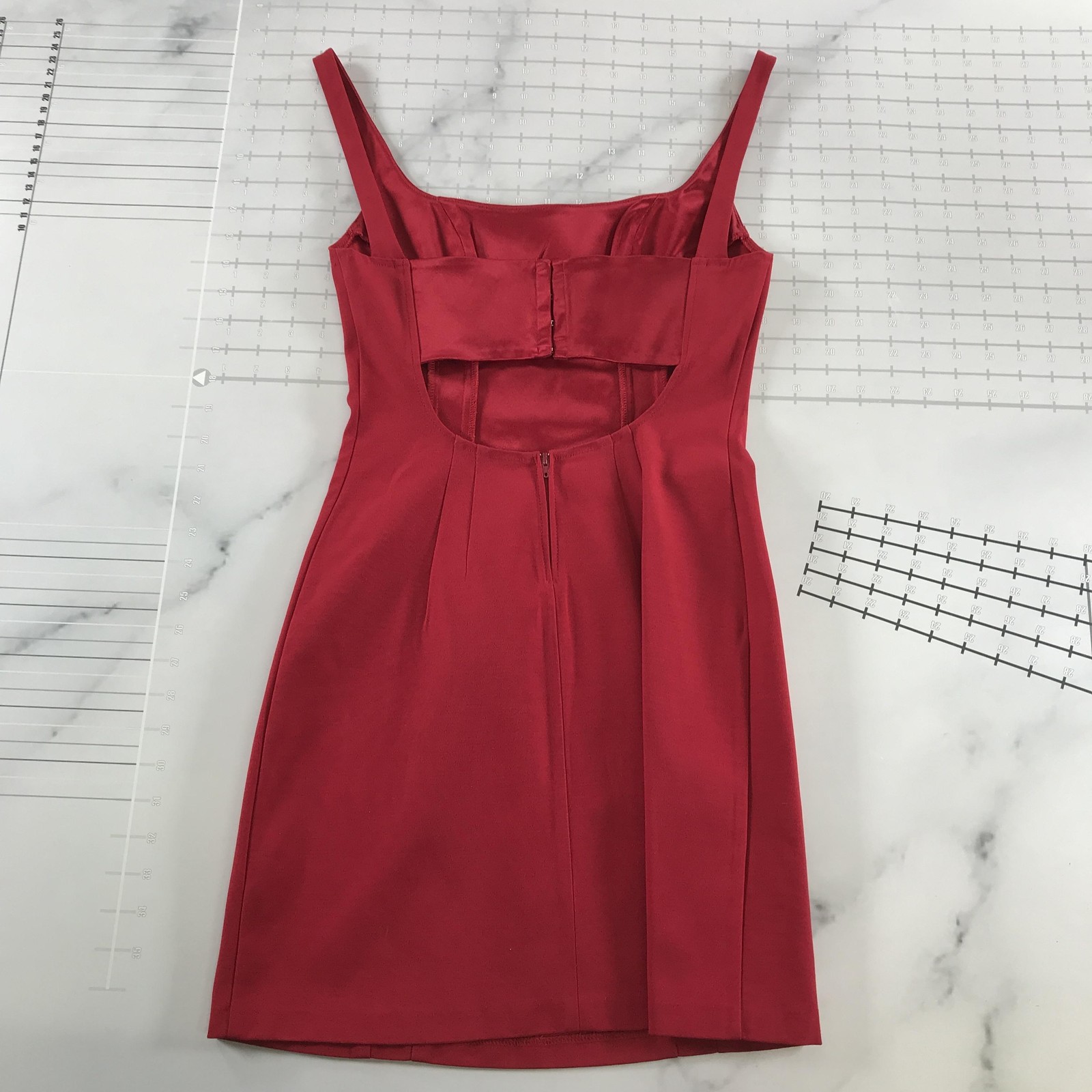 Maria Bianca Nero Dress Womens Small Red Bodycon Cut Out Mini Square Neck Party