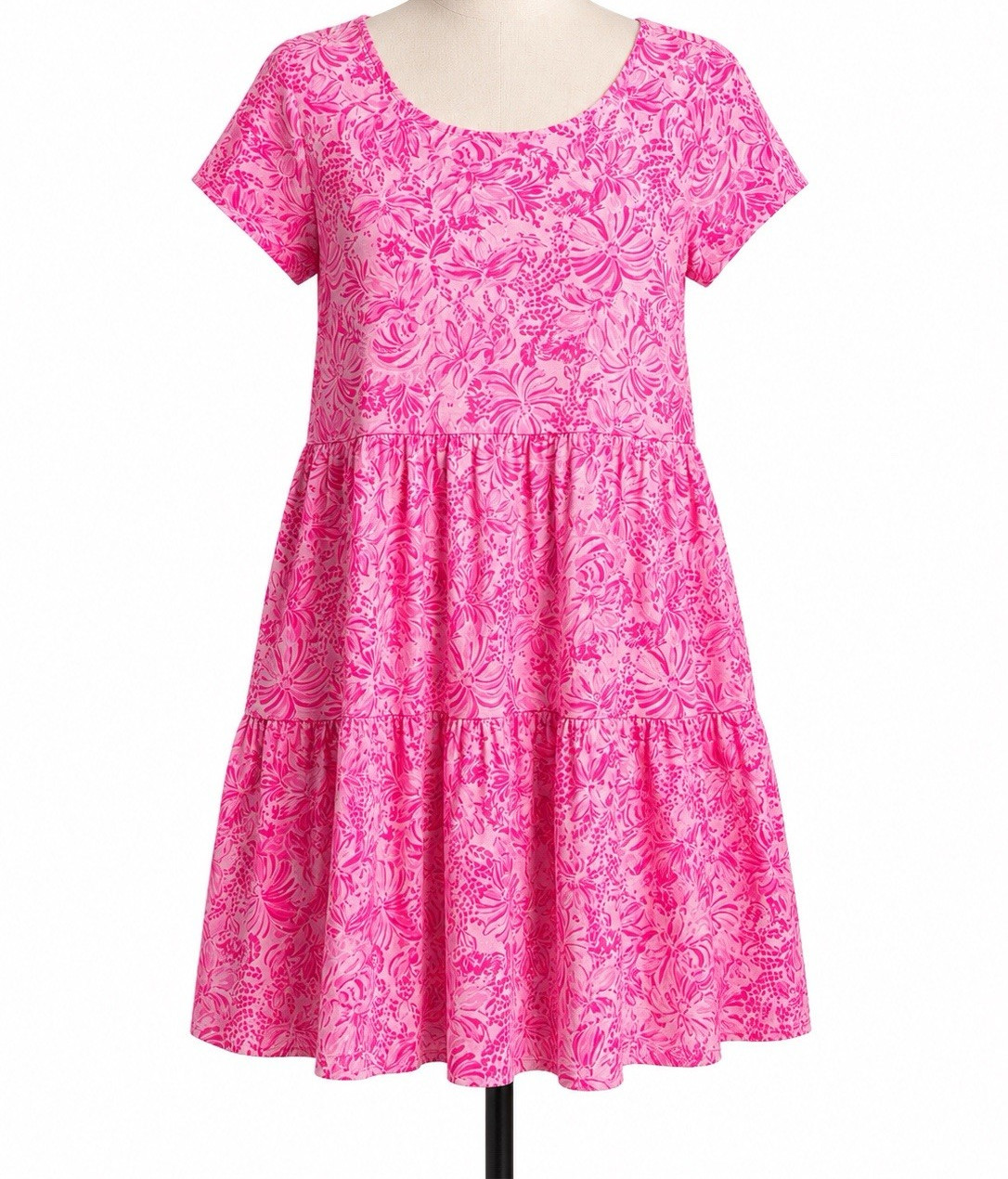 Lilly Pulitzer Geanna Dress NWT Pink White Floral Tiered Dress Size Medium