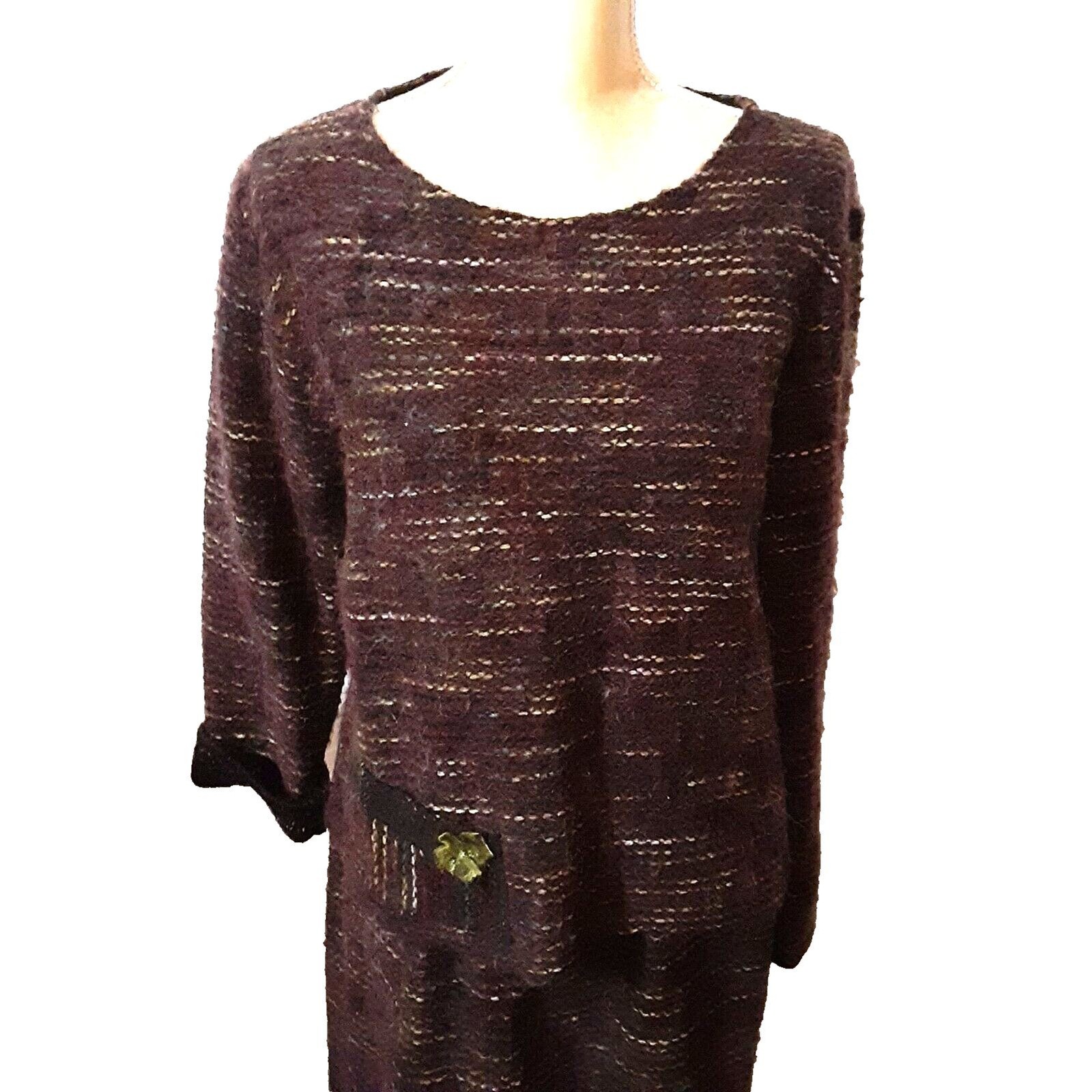 Structured Chaos Two-Piece Woven Dress Set Medium Deep Tones Mohair Blend Midi