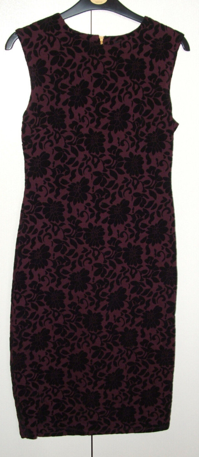 Dorothy Perkins Wine w/ Black Velvet Bodycon Pencil Dress Women’s UK 8 NYE Party