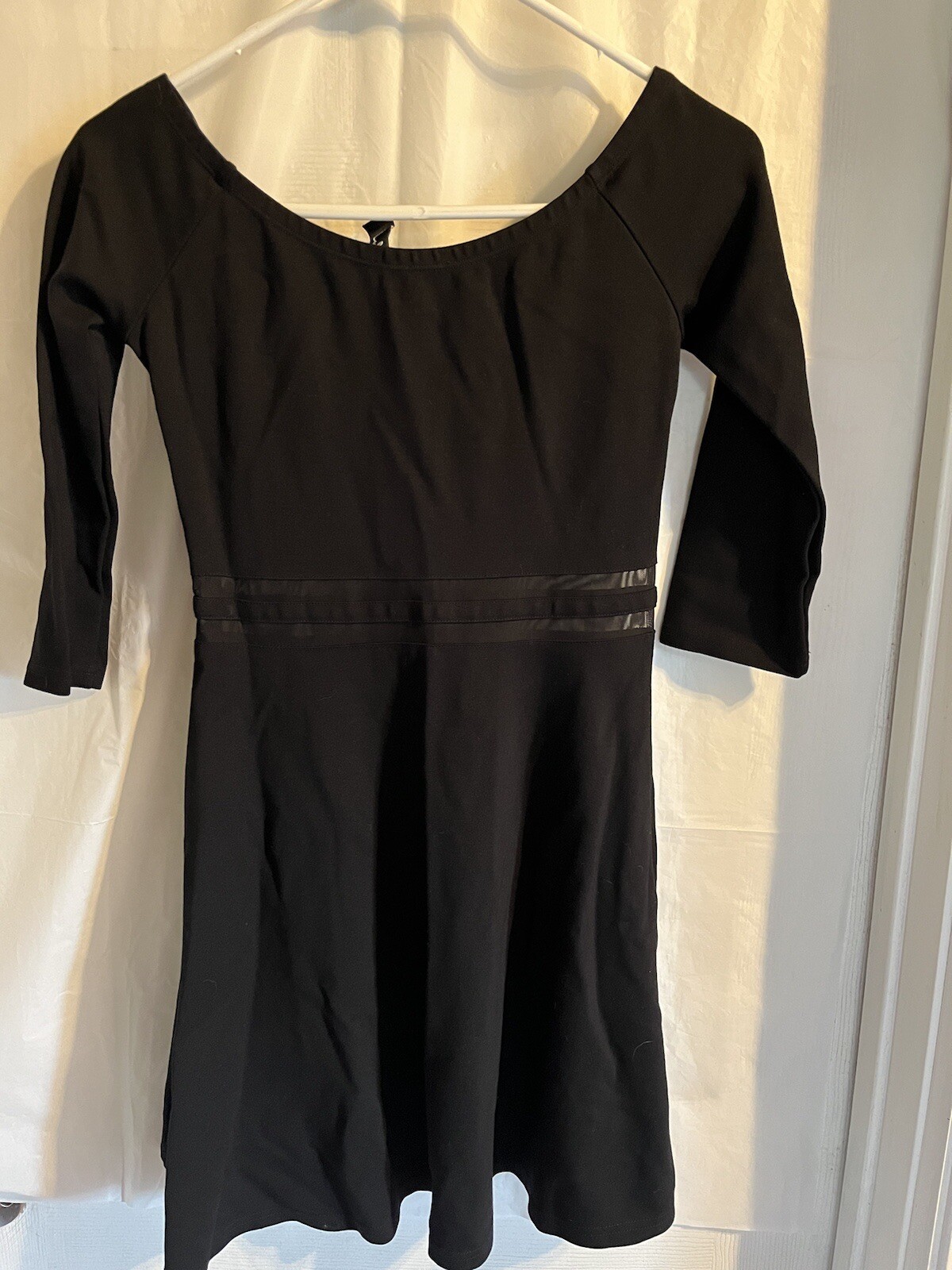 Lulus Black Say Yes to the Mesh Off Shoulder Skater A-Line Dress Women’s Medium