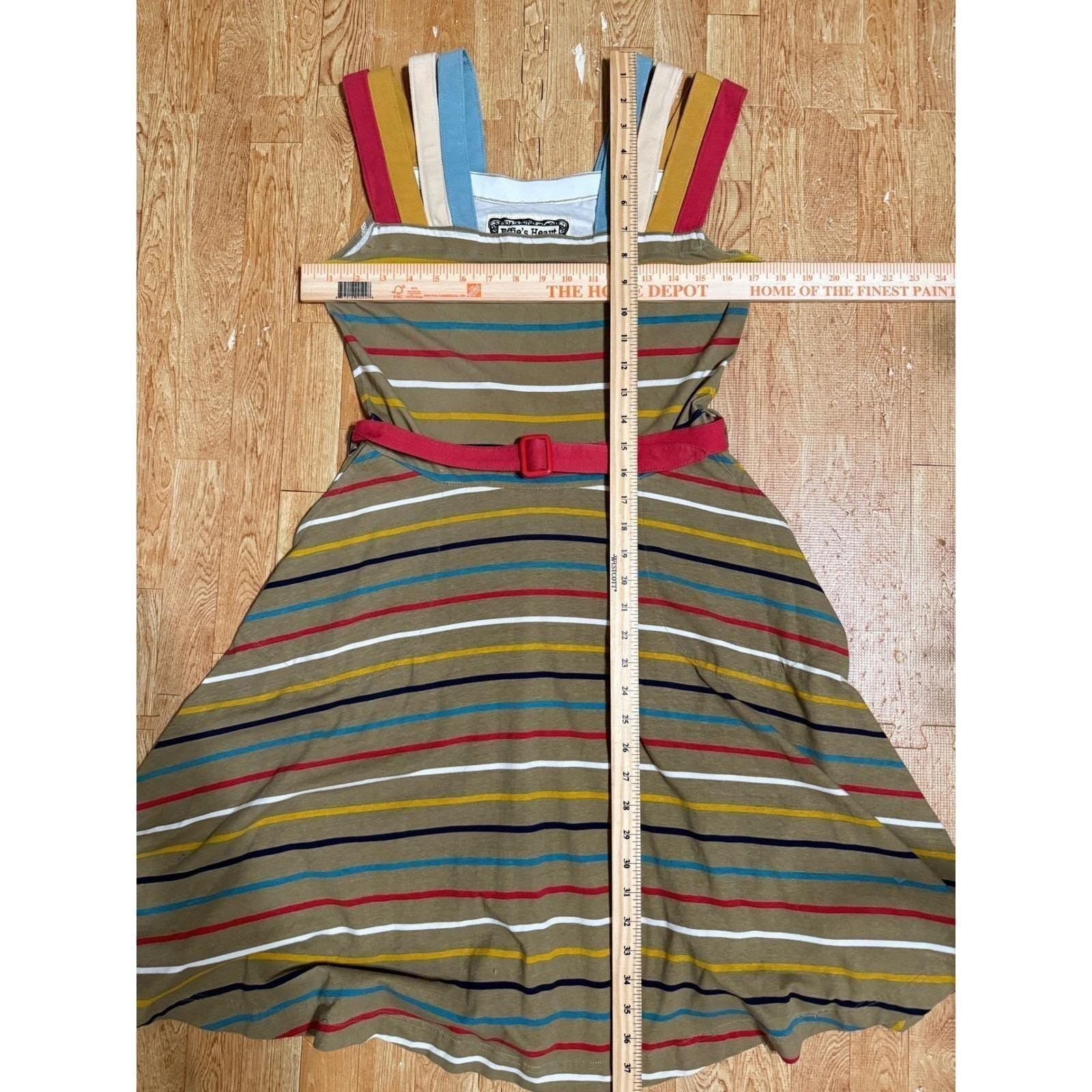 Effie’s Heart MODCLOTH Retro Pin Up Colores Flare Striped 70s Dress, Small
