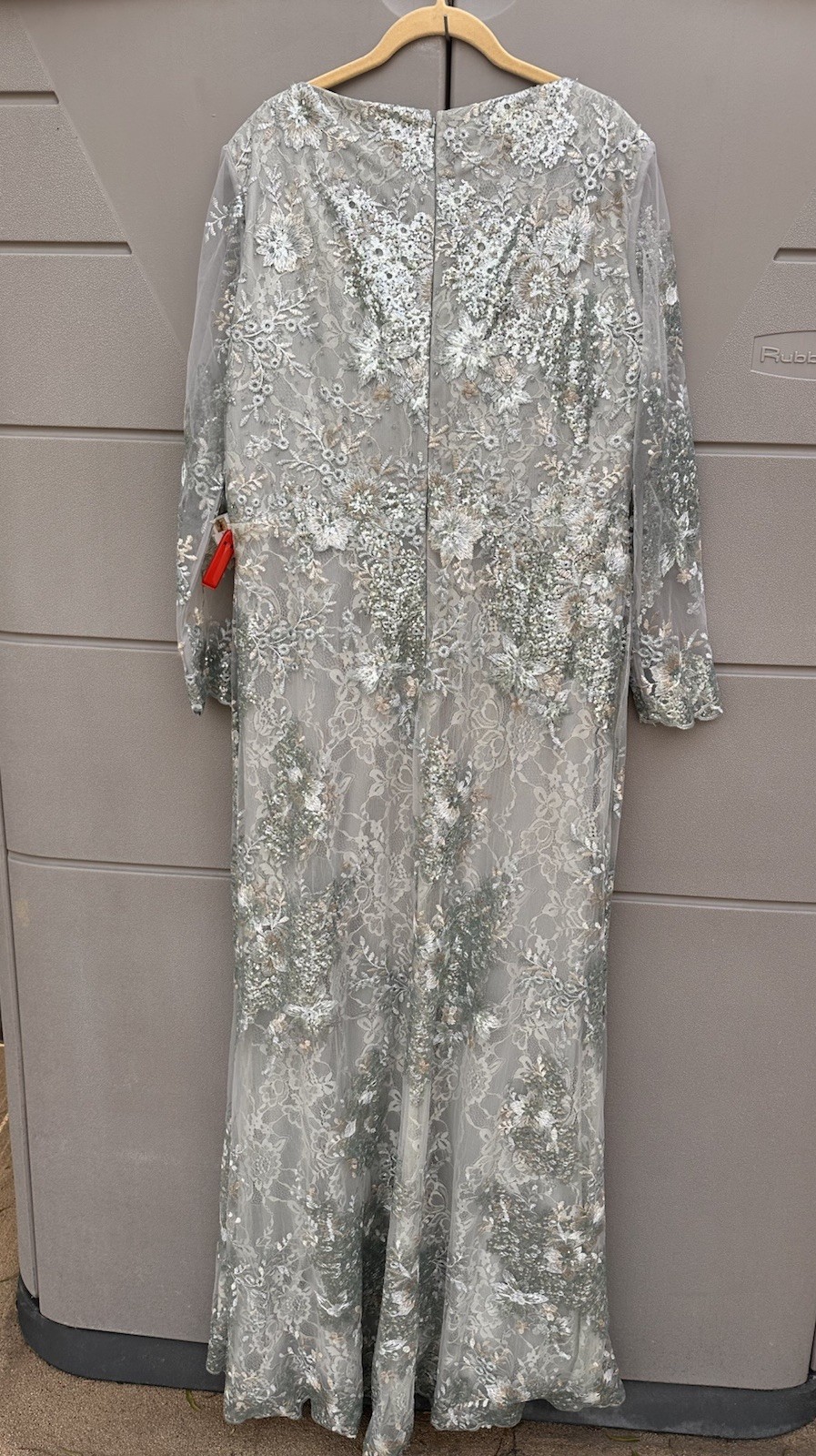 Mac Duggal Floral Embellished V-Neck Illusion Long Sleeve Gown 67539 Seamist 18