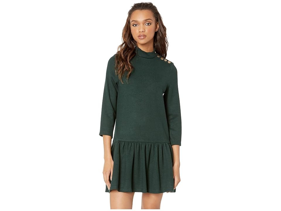 J.o.a. Womens Mock Neck Shift Dress Emerald Size L