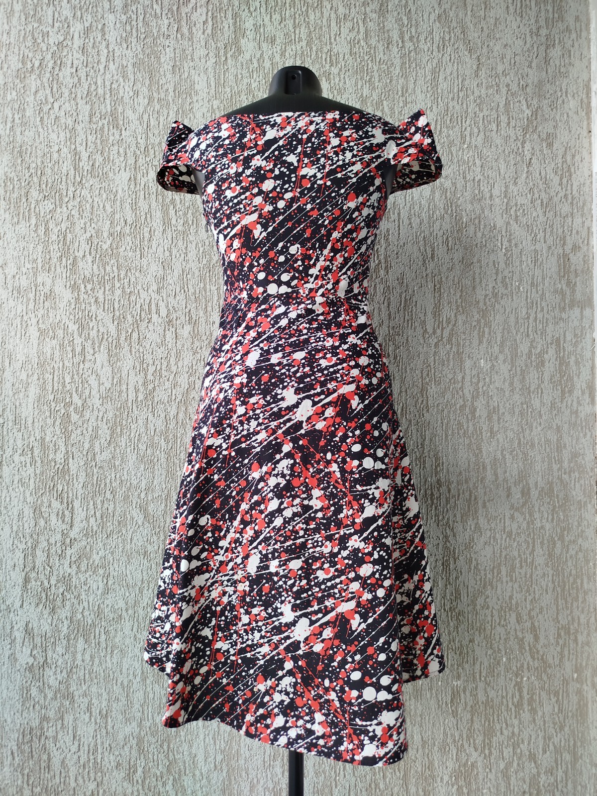 Agnes B Dress Sleeveless Zip Blots Asymmetric 100% Cotton France Size 36/S