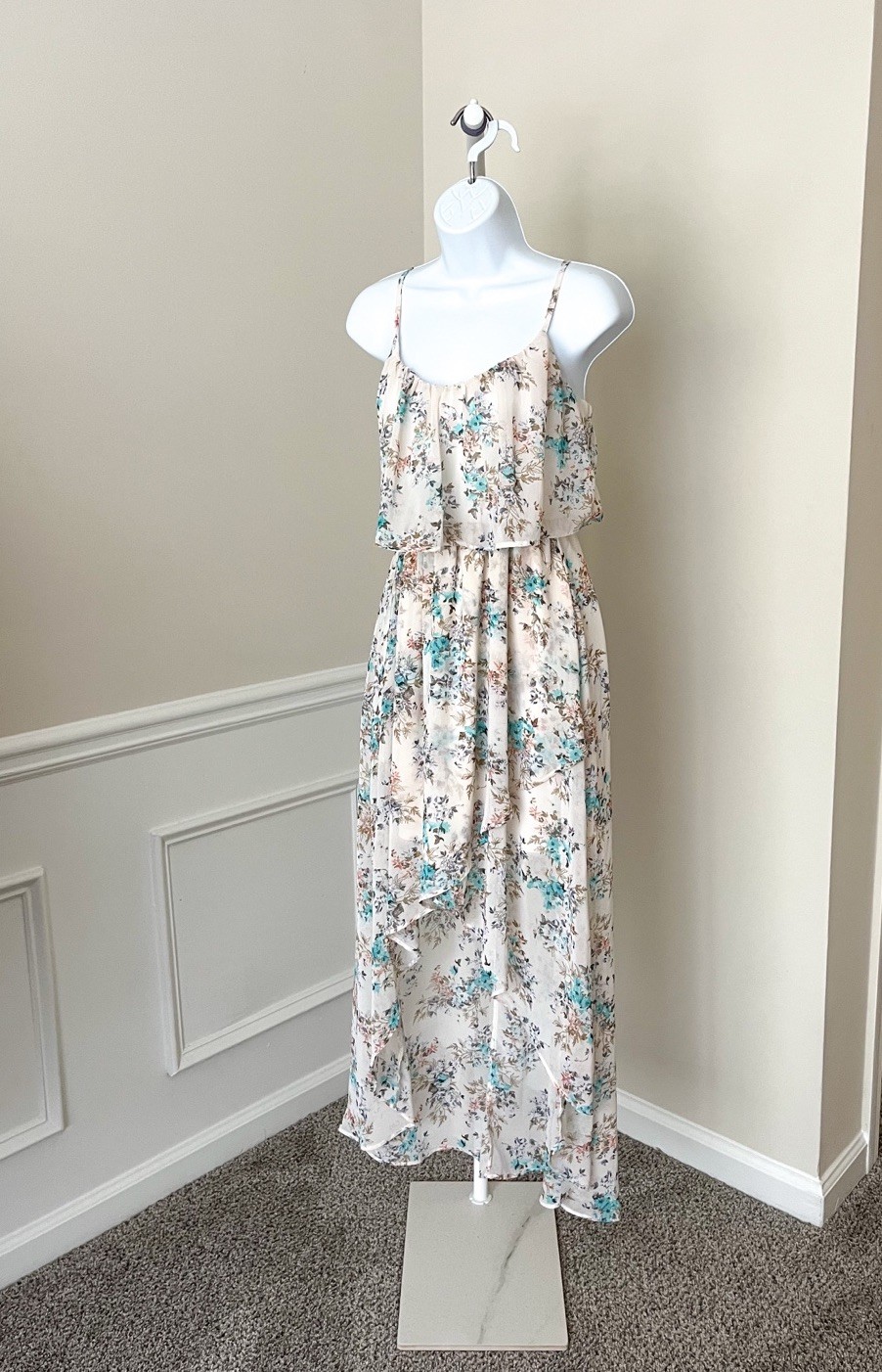 DISNEY Cinderella Collection Floral Hi Low Cottage Core Maxi Dress Women’s Small
