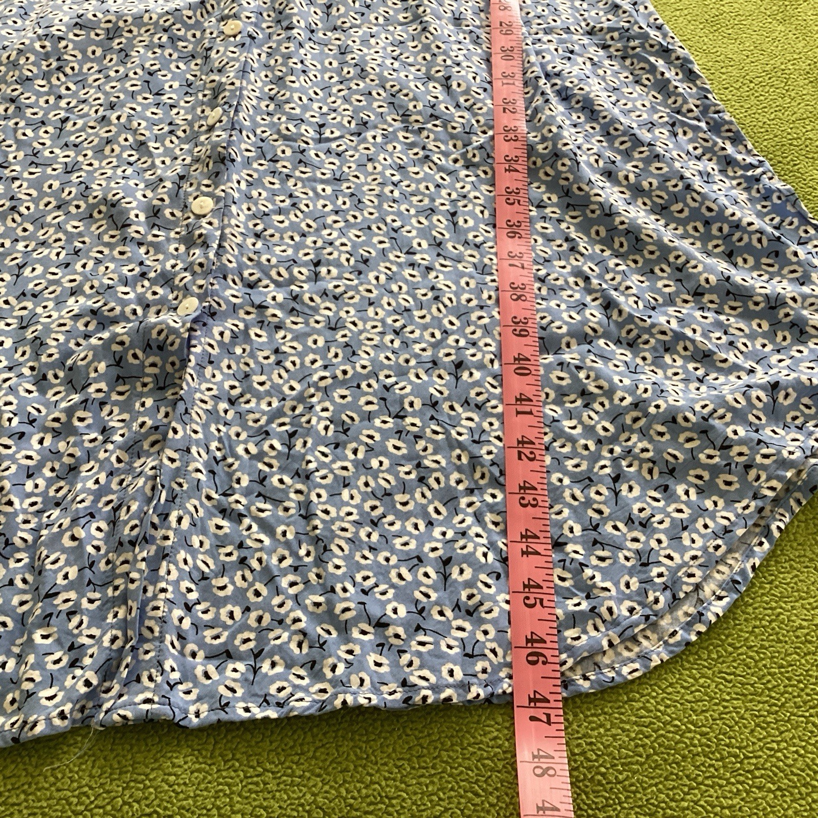 Blue Midi Button Up Short Sleeves Tie-Back Elastic Waist Size 2XL Dress