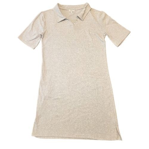 Roolee Womens Oatmeal Heather Polo Tie Waist Short Sleeve Dress Womens L Office