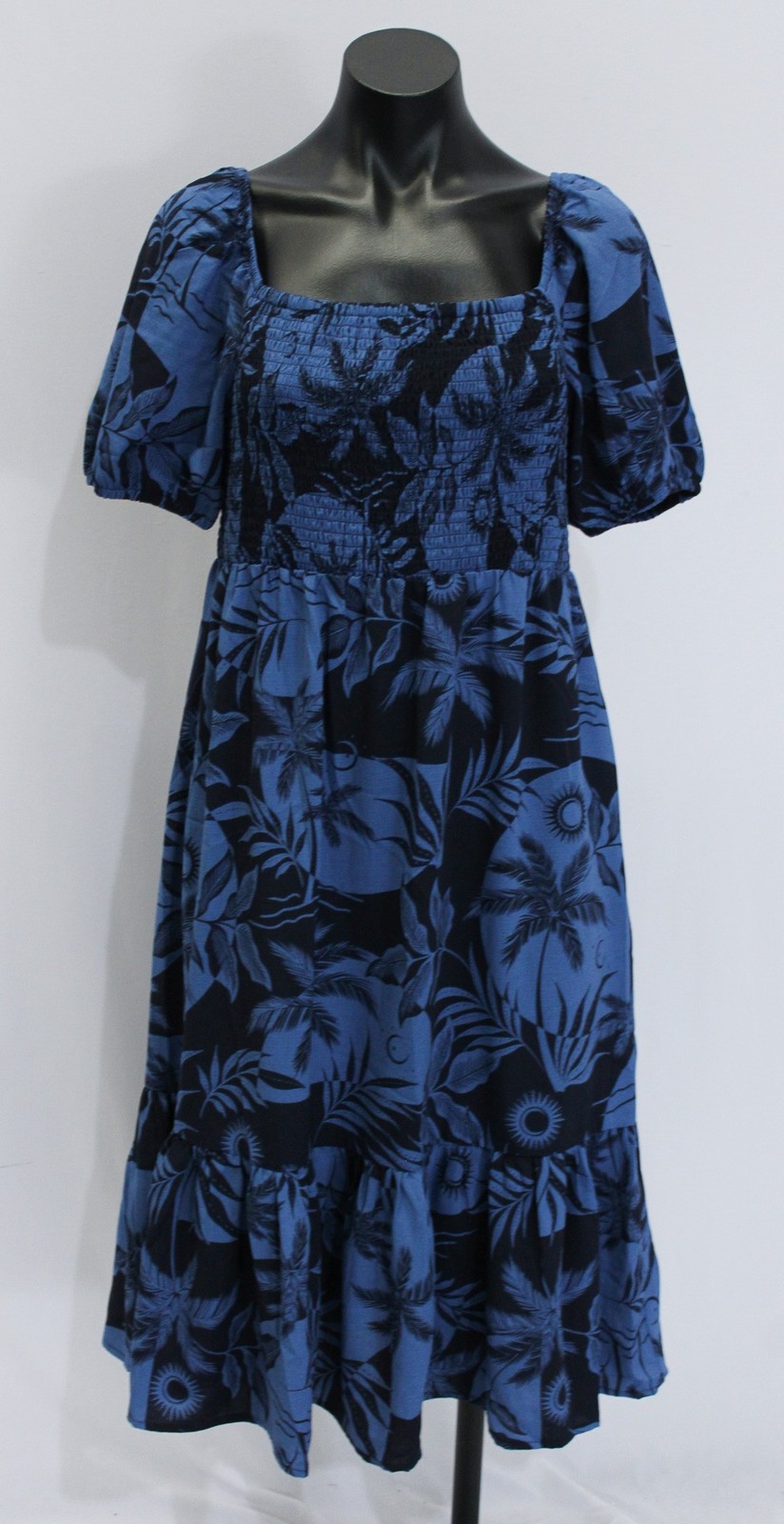 Nine Britton Women’s Petite Aoife Puff Sleeve Dress CG2 Navy Large NWT