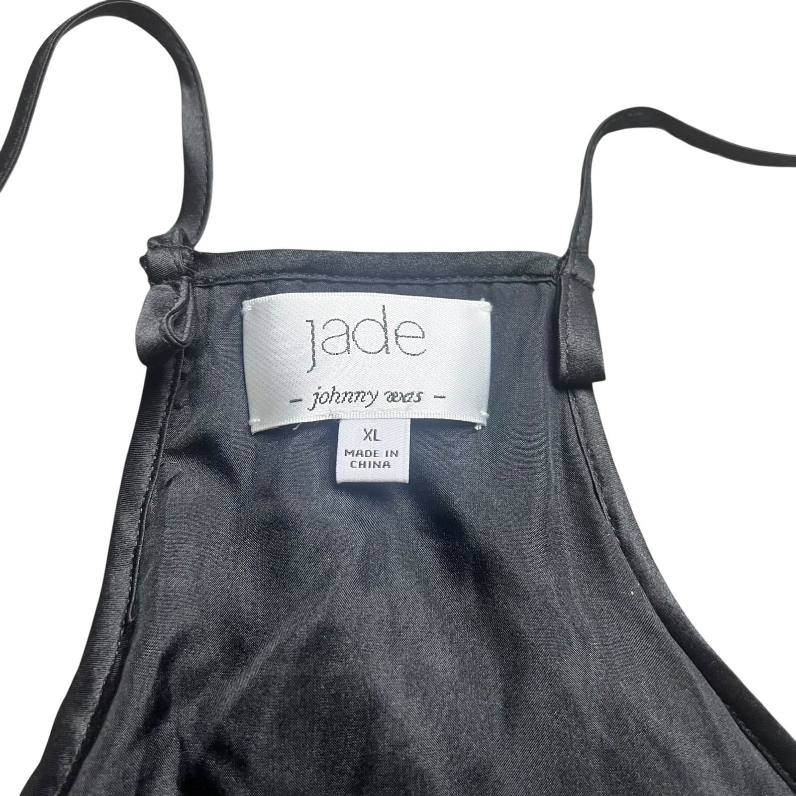 Jade by Johnny Was Black Sequin Silk Lined Mini Dress XL Racerback Swing