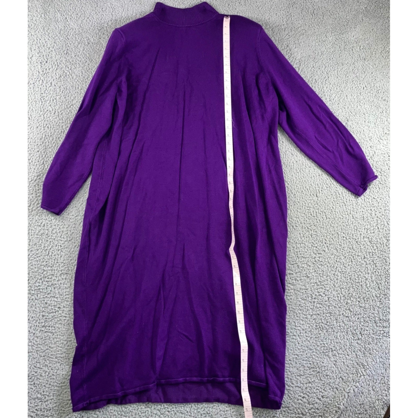 Sergio Hudson Strong Shoulder Sweater Dress 4X Mock Neck Midi Long Sleeve Knit