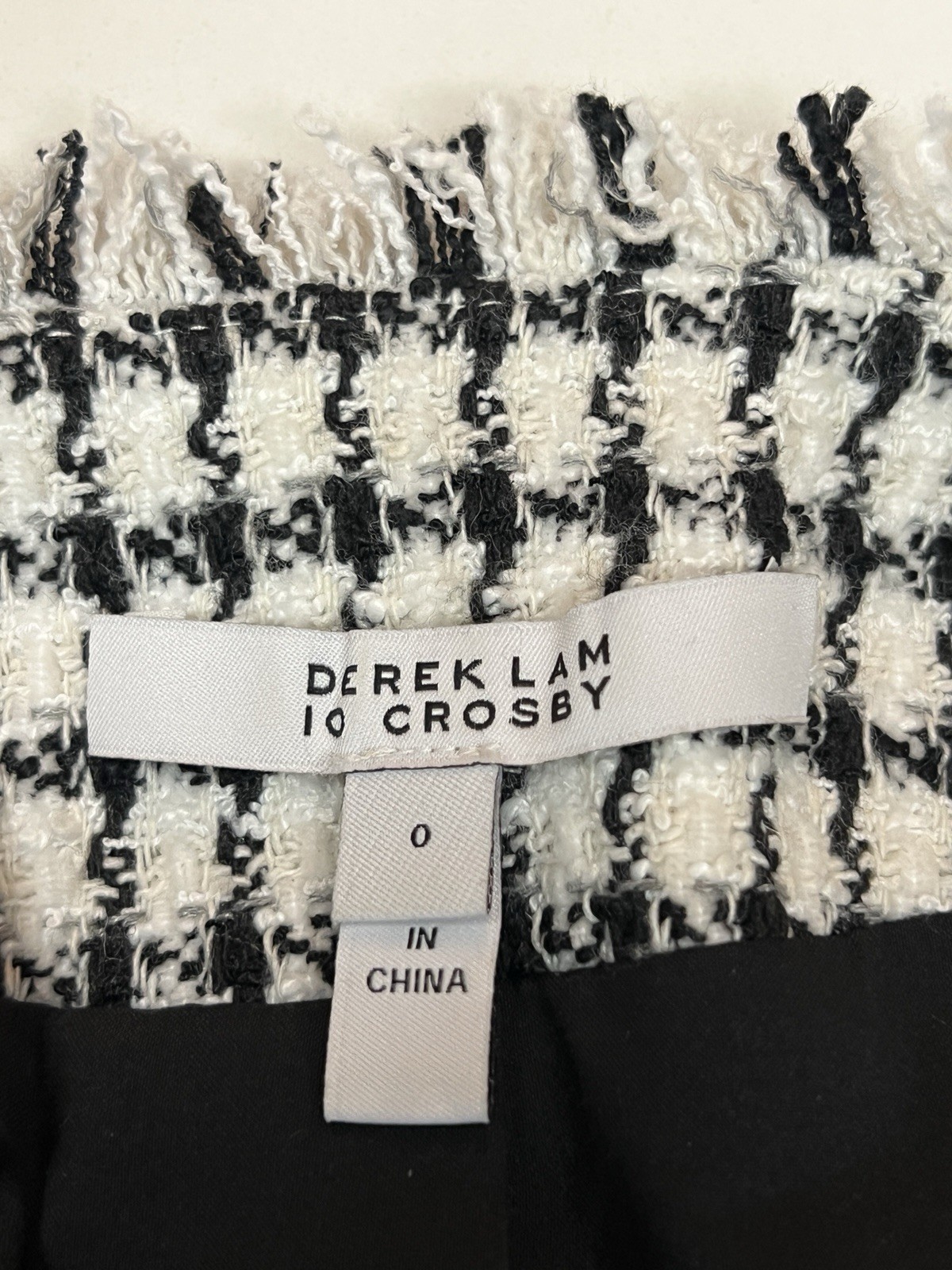 Derek Lam 10 Crosby Checked Boucle Tweed Mini Dress Size 0 Black And White
