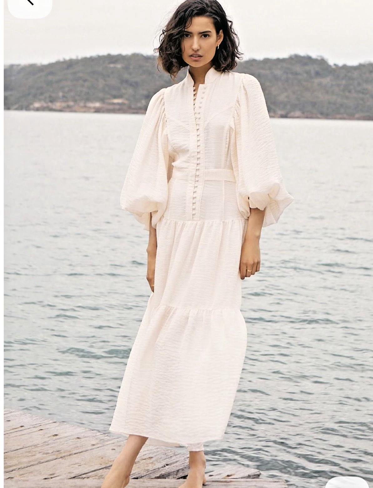 SHONA JOY Charlotte Dress Size AU/8 US/4 Maxi Ecru Balloon Long Sleeve Wedding
