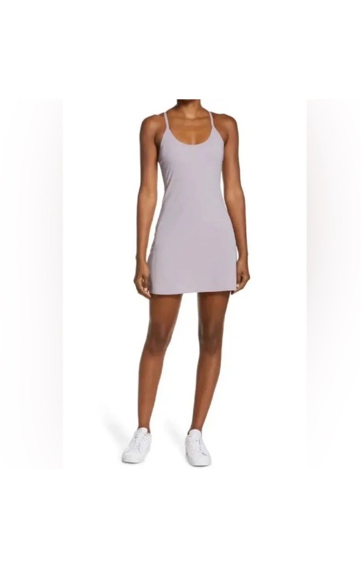 Outdoor Voices Women’s The Exercise Dress Lavender Gray Built-In Shorts Size M