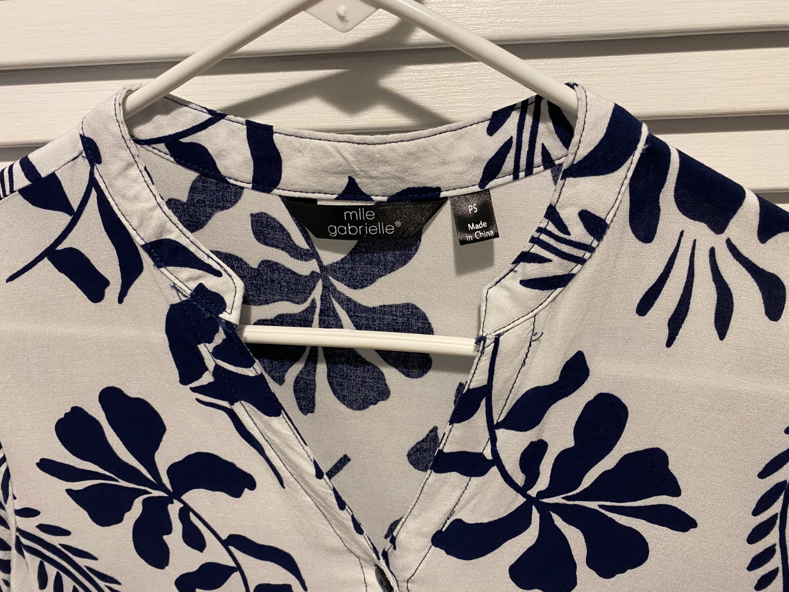 Mlle Gabrielle Blue & White Size Small Petite Above Knee Mid Sleeve Dress