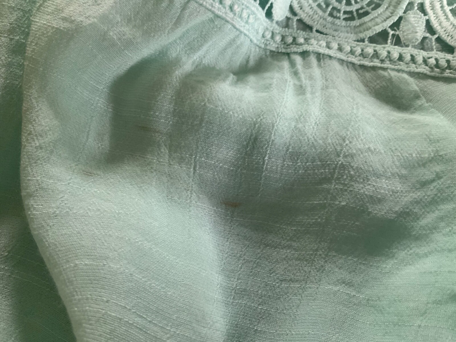 🌸 Indigo Soul Blouse Tunic Mint Green Sheer Lace Size XL 🌸