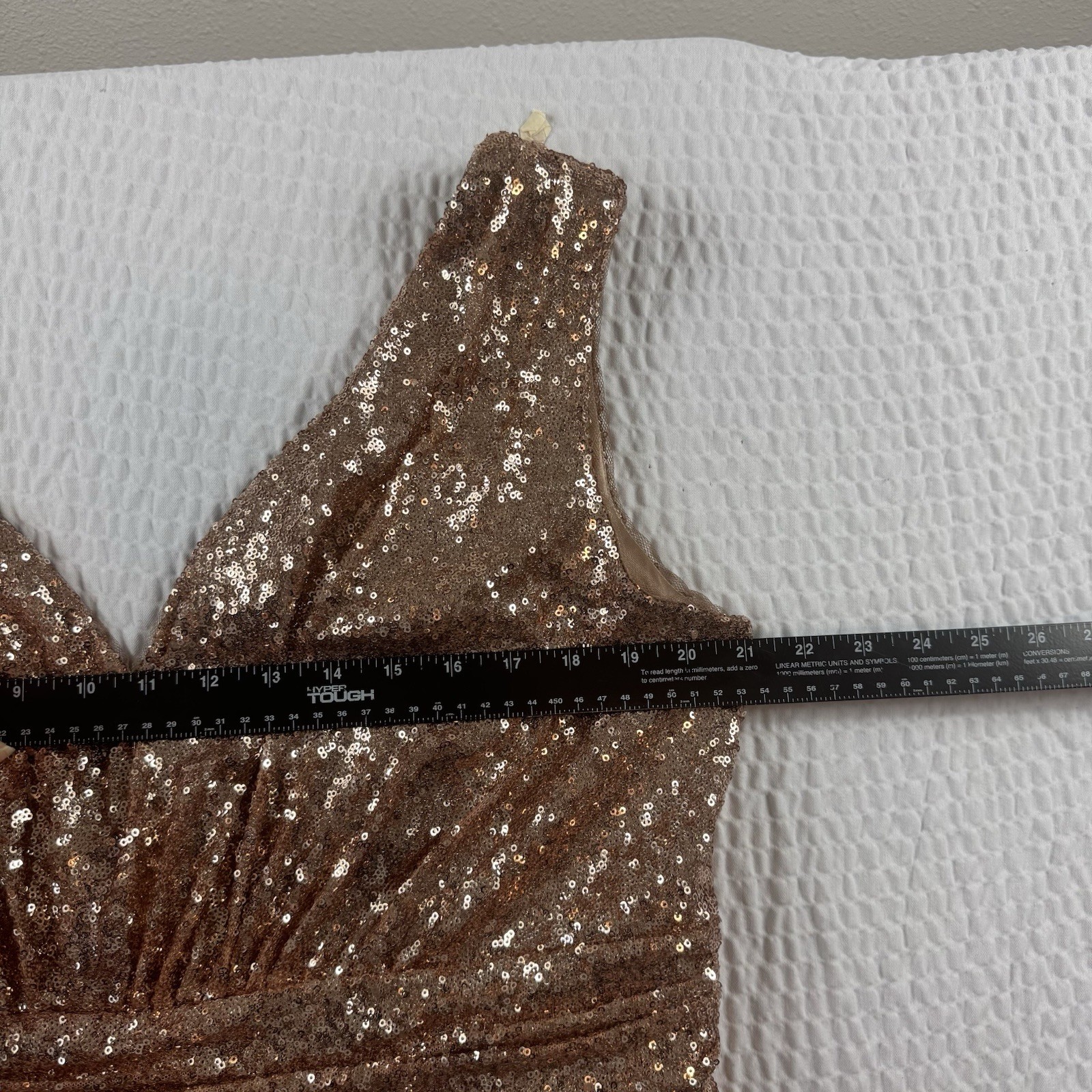 Revelry Bijou Rose Gold Sequin Maxi Dress Size 22 Formal Bridesmaid