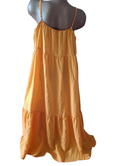 F&F Orange Tiered Maxi Sundress Womens US 14 UK 18 XL Boho Summer Cami Dress New
