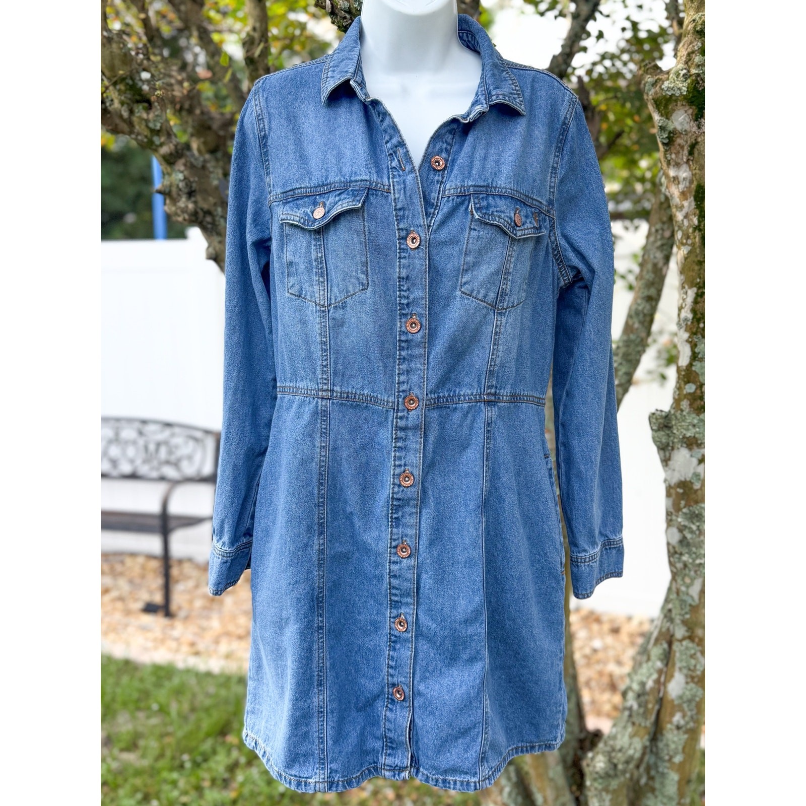 Frye Denim Shirt Dress Women’s Medium Button Front Long Sleeve Blue