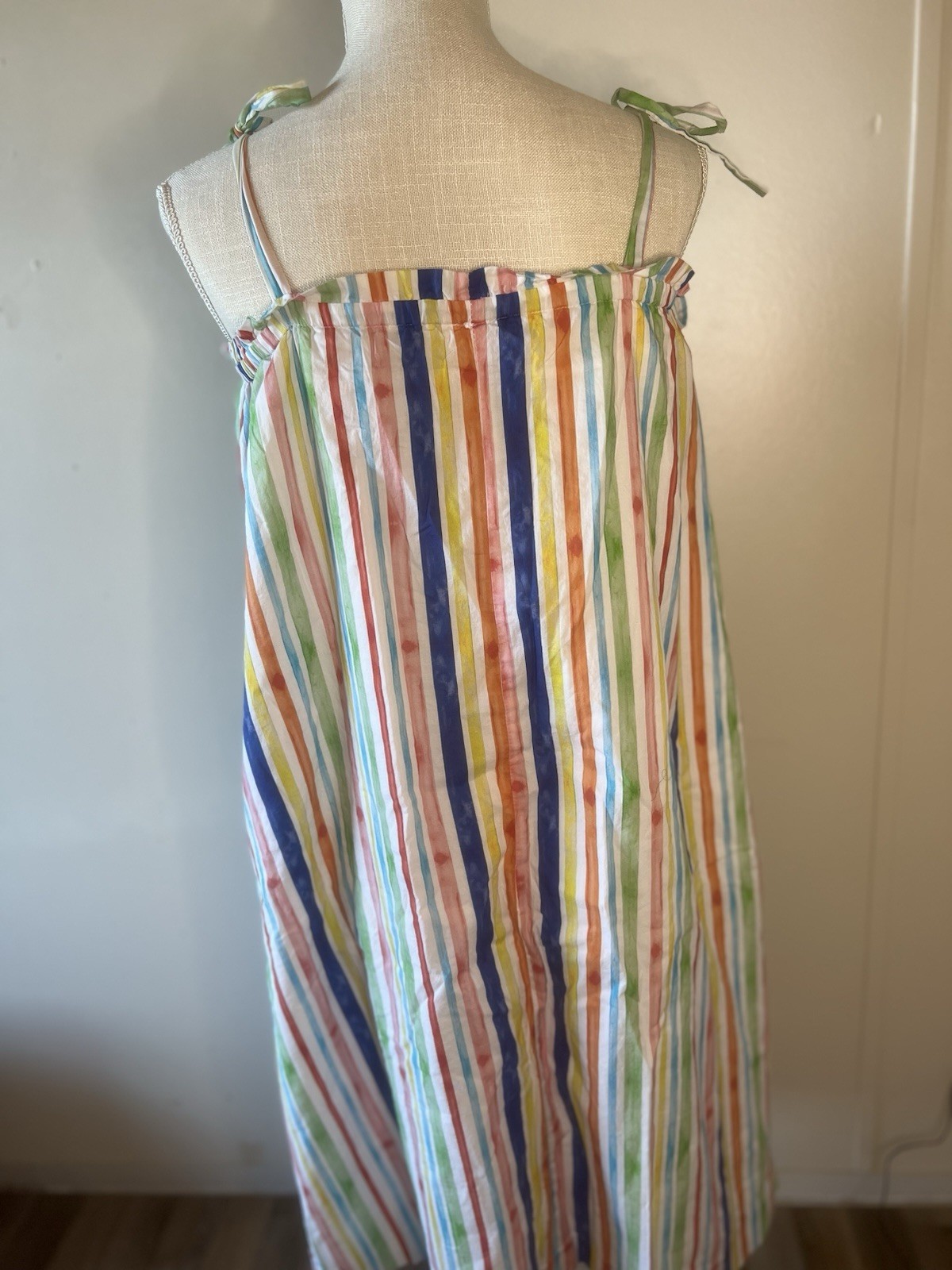 Brooke Wright Designer Dress Size Large. Beachwear Vacation Tie Straps Striped