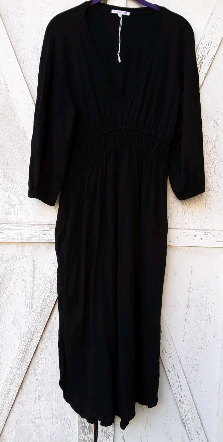 Sundry Black Long Peasent Dress Size 1