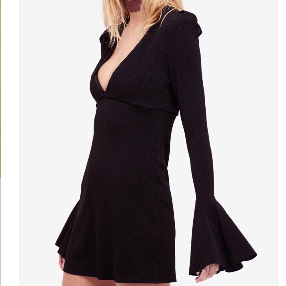 Free People Talk About It Little Black Dress 70’s Vintage Glam Boho Romantic