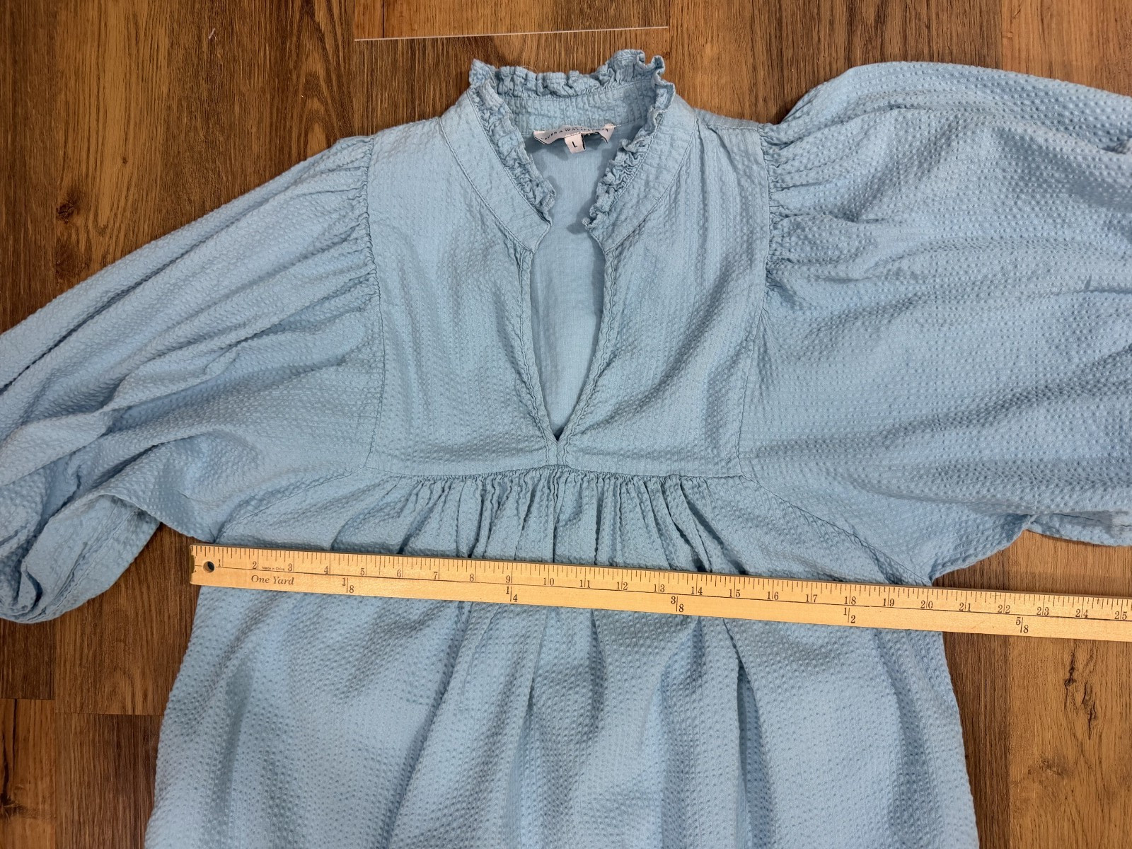Never A Wallflower High Neck Midi Dress Seersucker Blue XL $354