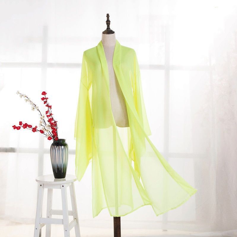 Hanfu Cardigan Ancient Chinese Long Sleeve Shirts Chiffon Coat Dance Clothing