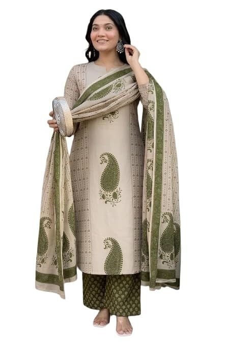 Women’s Pure Viscose Block Printed Ethnic Wear Straight Kurta Set with Palazzo