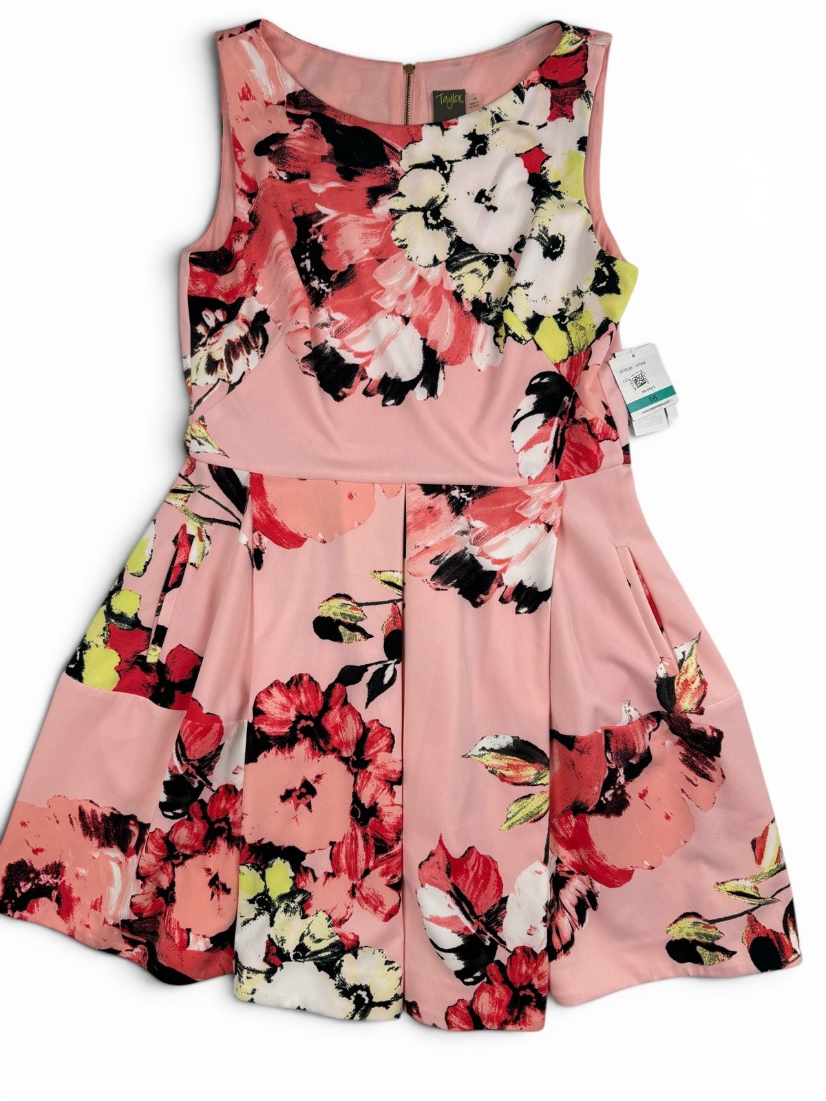 16 Taylor Pink Floral Shift Dress Short Sleeve Casual Women’s Dress