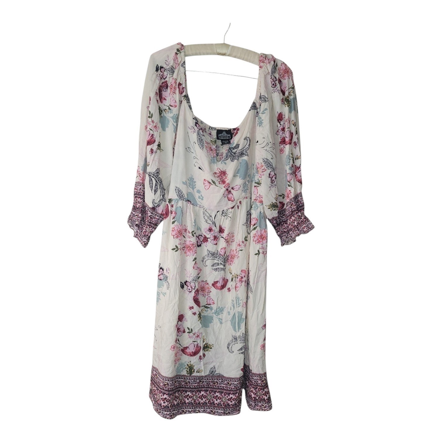 Garden Party Fairycore Angie Floral Boho Mini Dress Puff Sleeve 1X