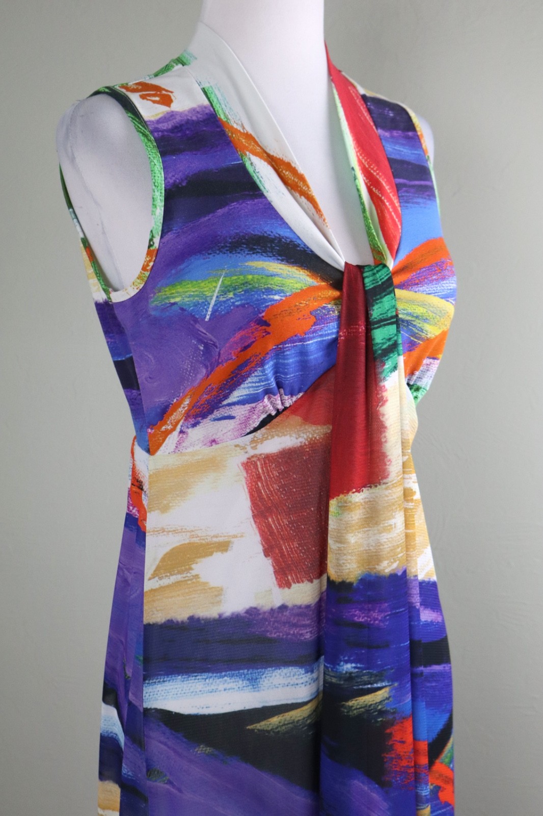 SIMPLY ART BY DOLCEZZA $159 Vibrant Print Mesh Maxi Tank Dress Size Small