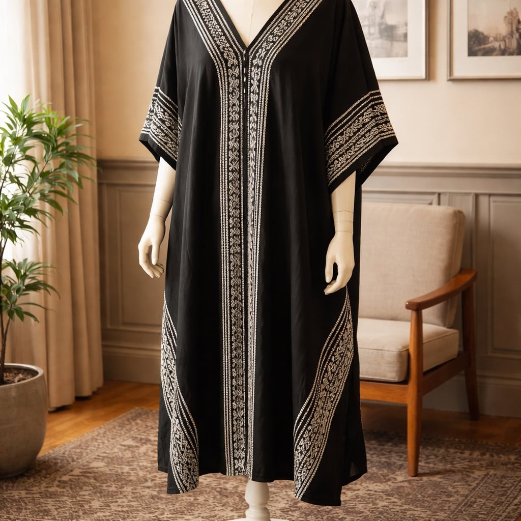 Gypsie Blu Geometric Print Kaftan Maxi Dress One Size