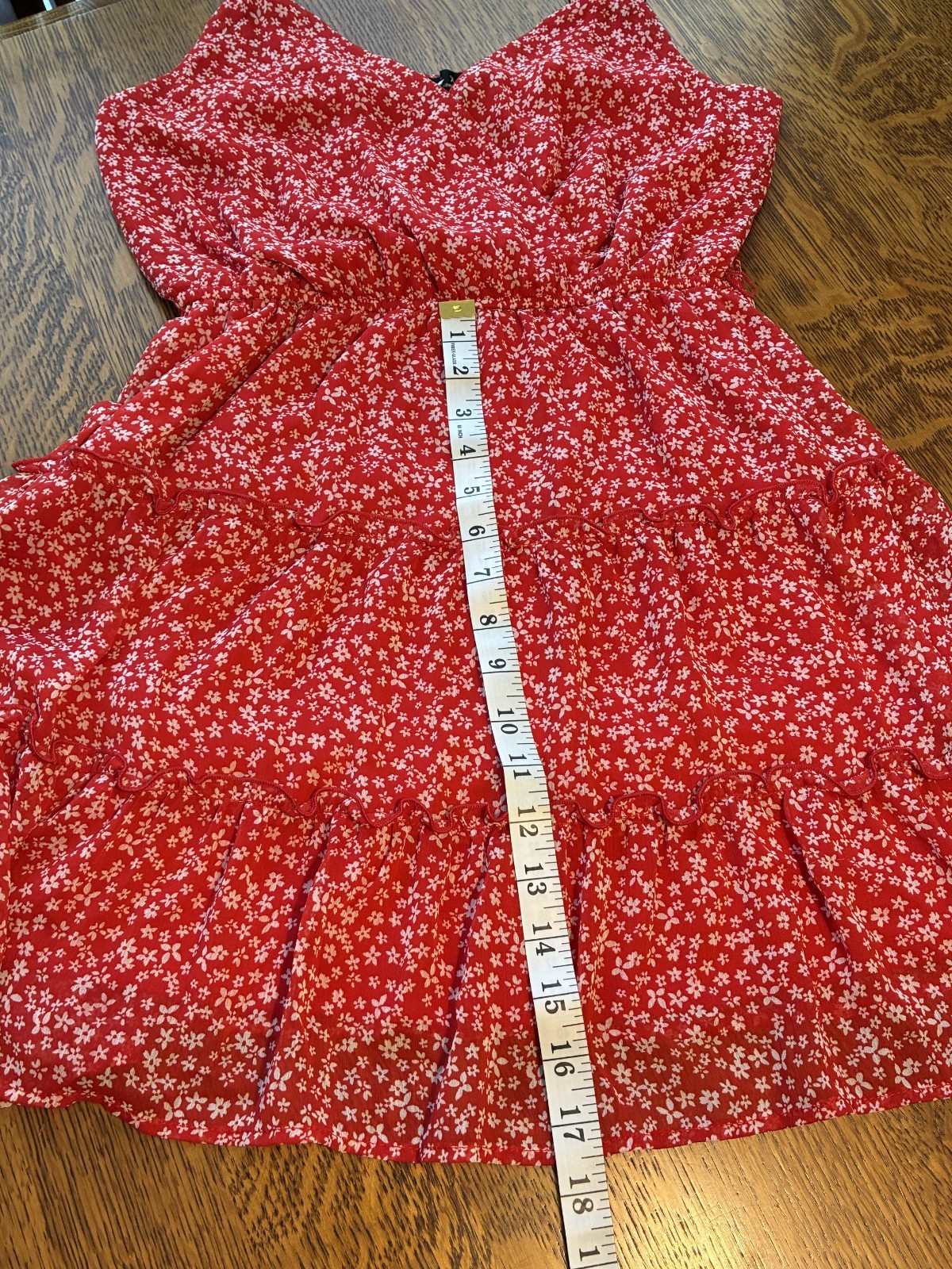 Trixxi Spaghetti Strap Tiered Ruffle Red Floral Juniors Mini Dress Size M