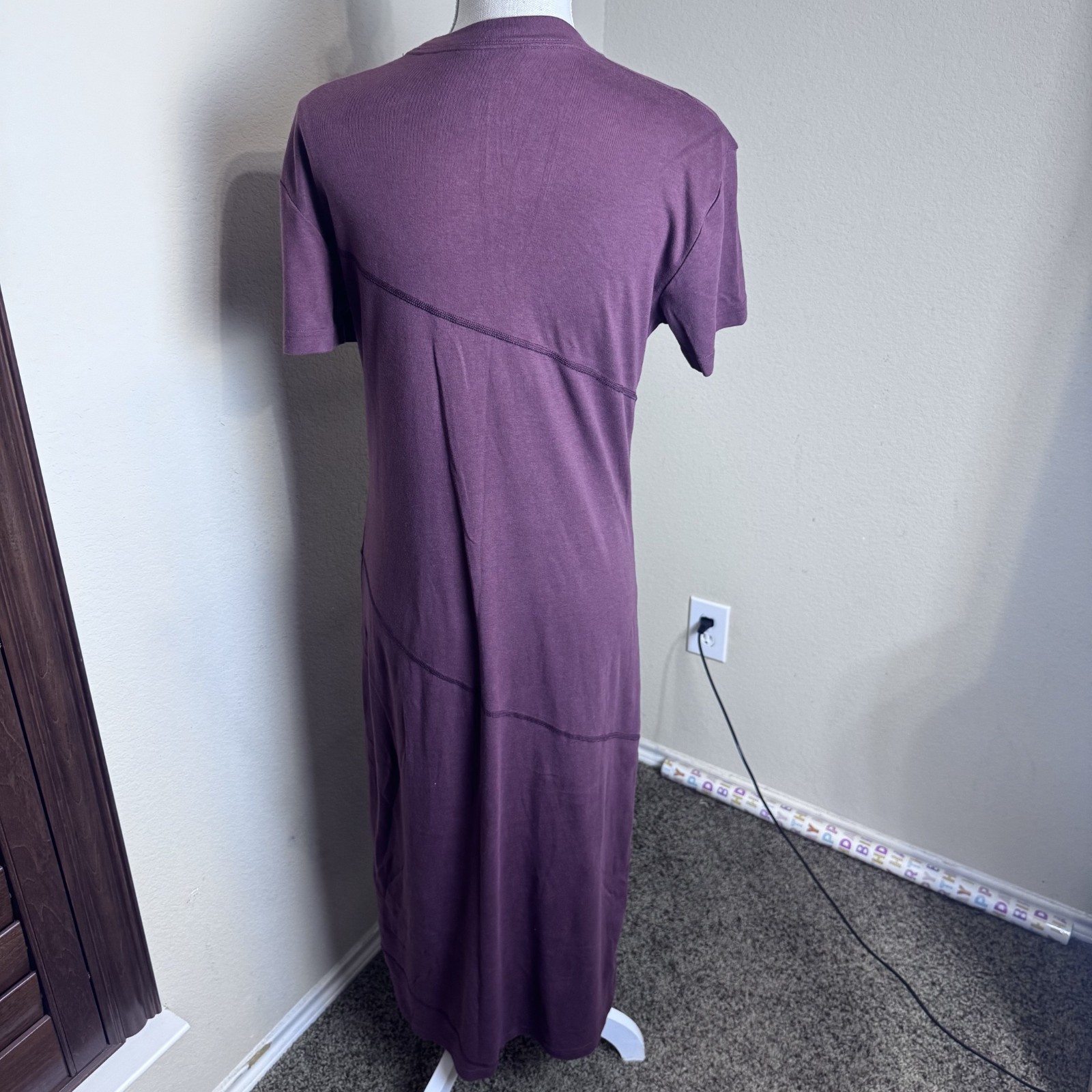 Nike Sportswear Essential Swoosh Bodycon Midi Dress Brown Womens Sz L Athleisure