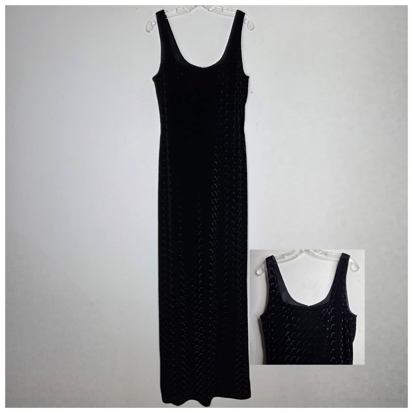 Tall Girl Canada 12 Velvet Whimsigoth Maxi Dress Black Textured Pattern Cocktail