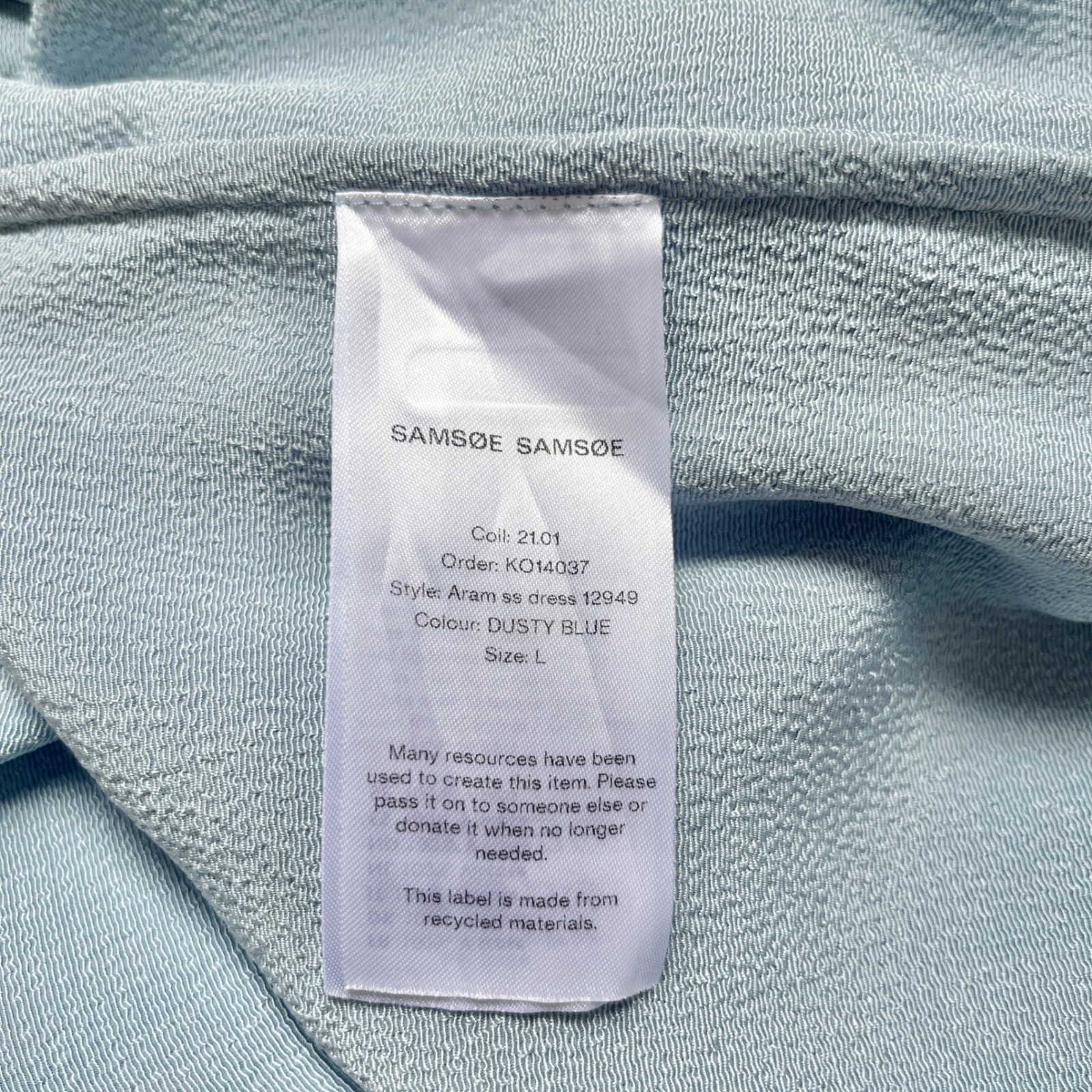 Samsoe Samsoe Dress Women’s Large Dusty Blue Scandi Classic Office Spring Summer