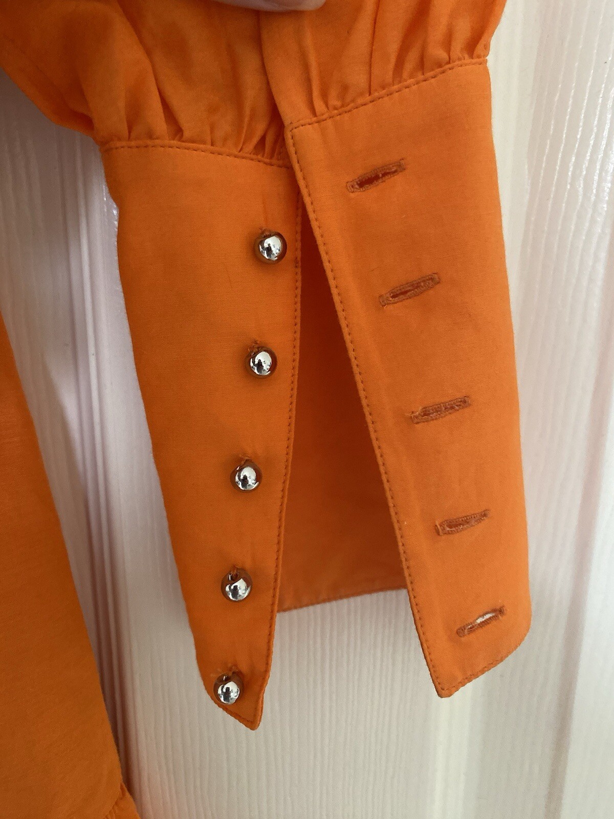 Robert Rodriguez orange cotton/silk short dress with buttons perfect con Size 2