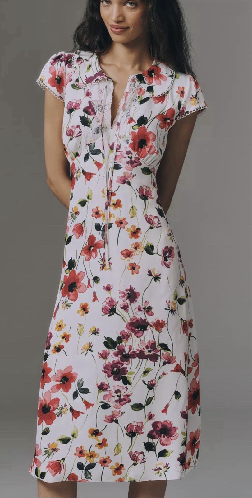 NWT Anthropologie Floral Collared Midi Dress Sz XL Romantic Feminine Cottagecore