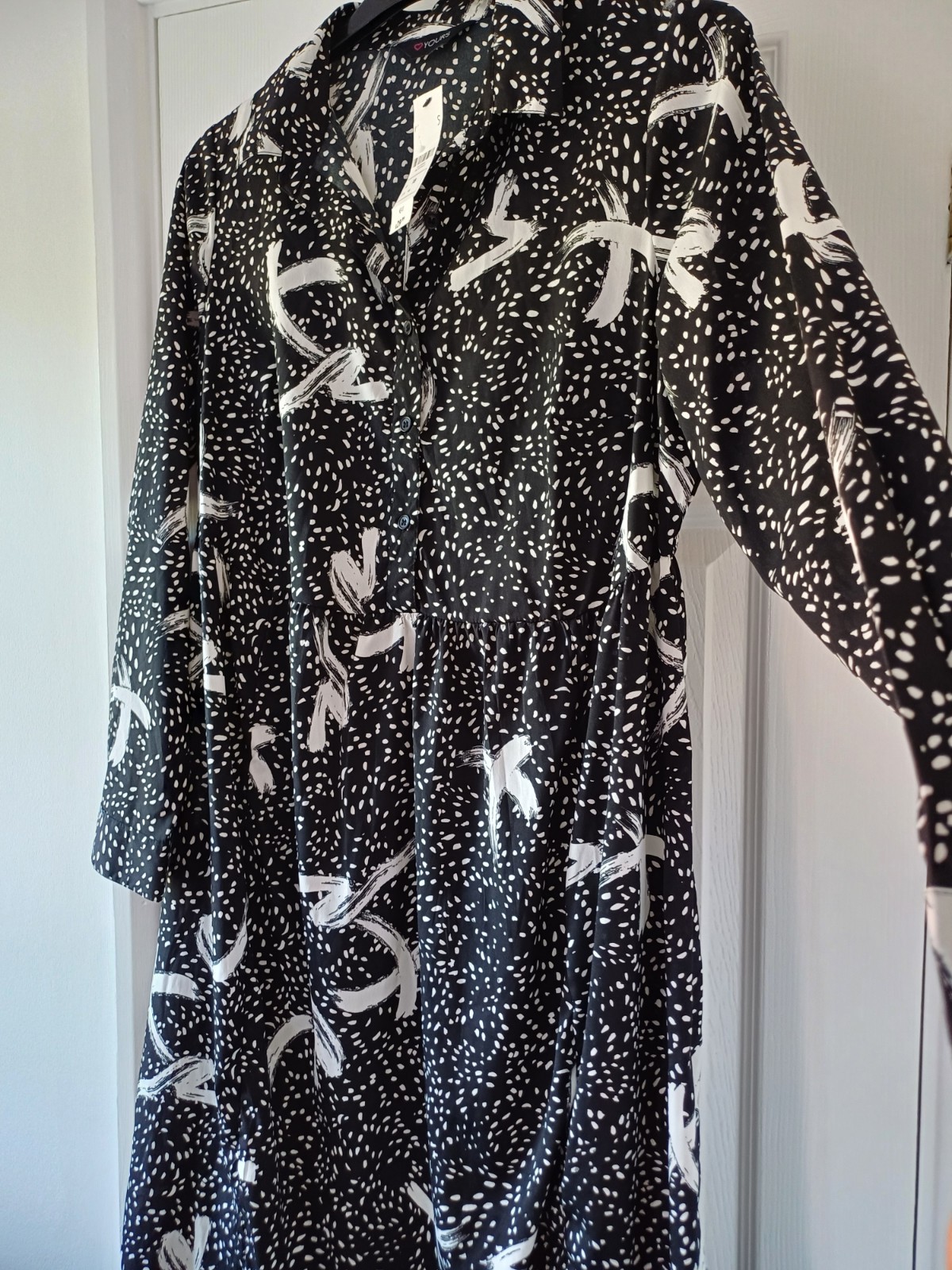 BNWT LOVELY YOURS sz 18 BLACK WHITE DESIGN DRESS NEW PLUS CURVE rp £29.99 NEW