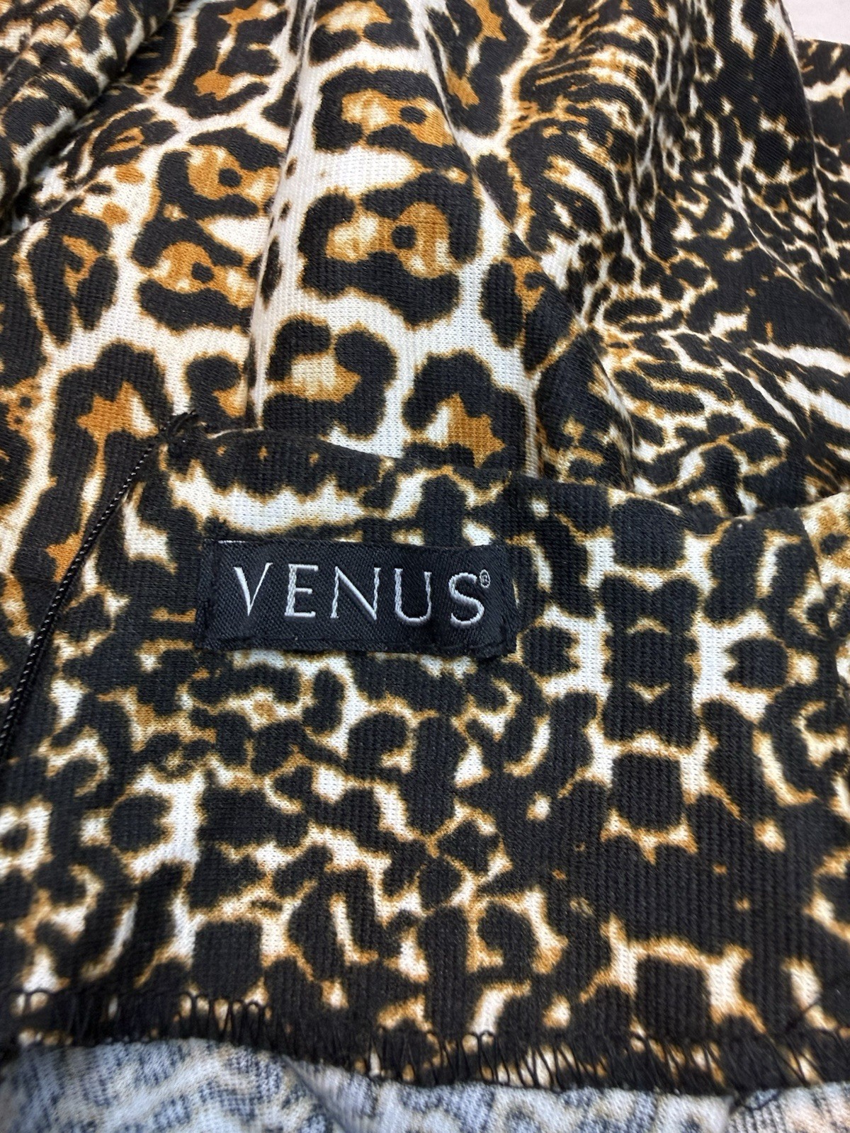 Venus Women’s Sleeveless Mock TurtleNeck Midi Dress In Leopard Print Size L