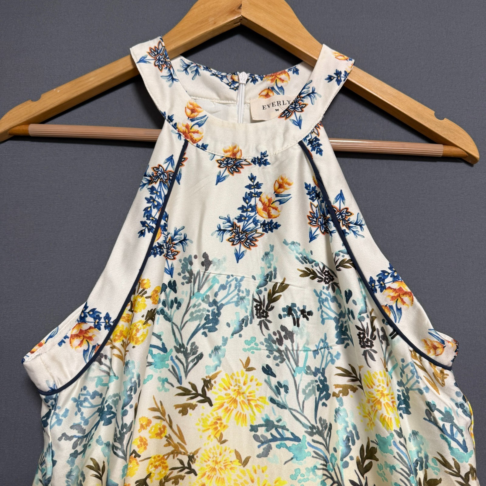Everly Boho Floral Halter Neck Mini Dress S Cottagecore Garden Party Ethereal